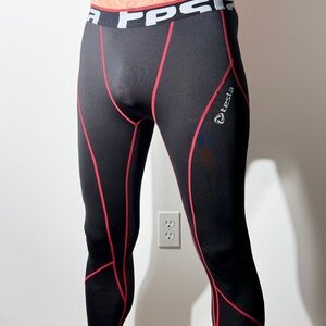 Tesla Men's Black and Red Performance Leggings